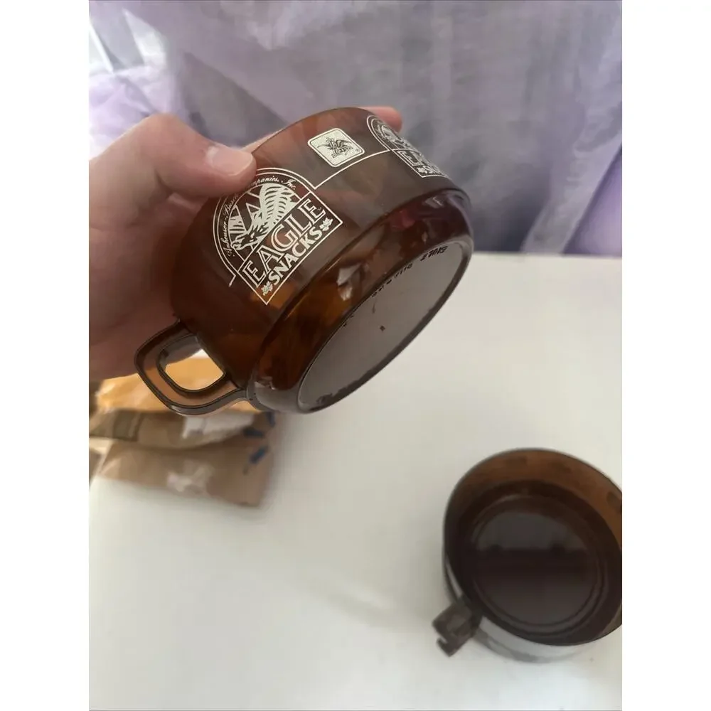 Vintage Amber Anheuser Busch Eagle Snack Cup Soup Bowl Brown w Handles